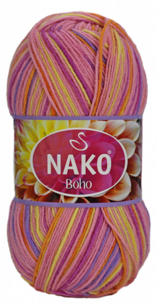 Fir de tricotat sau crosetat - Fire tip mohair din lana si polyamida Nako BOHO mix 82135