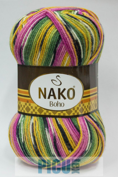 Fir de tricotat sau crosetat - Fire tip mohair din lana si polyamida Nako BOHO mix 81255