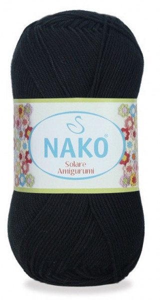 Fir de tricotat sau crosetat - Fir BUMBAC 100% NAKO SOLARE AMIGURUMI NEGRU 217