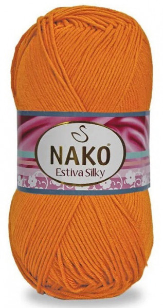 Fir de tricotat sau crosetat - Fire amestec Bumbac + Bambus NAKO ESTIVA SILKY PORTOCALIU 12926