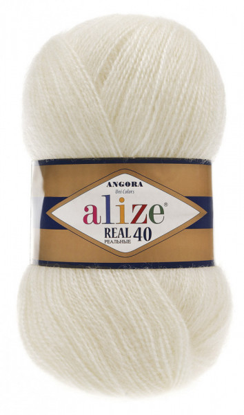 Fir de tricotat sau crosetat - Fire tip mohair din acril Alize Angora Real 40 Cream 450
