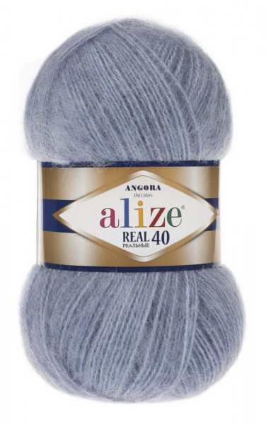 Fir de tricotat sau crosetat - Fire tip mohair din acril Alize Angora Real 40 DENIM melanj 221