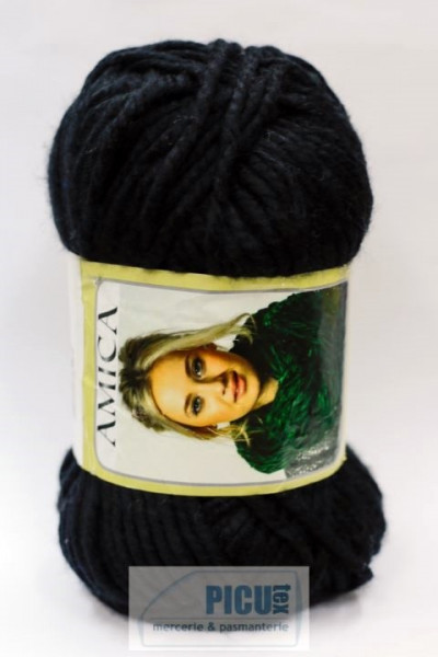 Fir de tricotat sau crosetat - Fire tip mohair din acril AMICA NEGRU - 340
