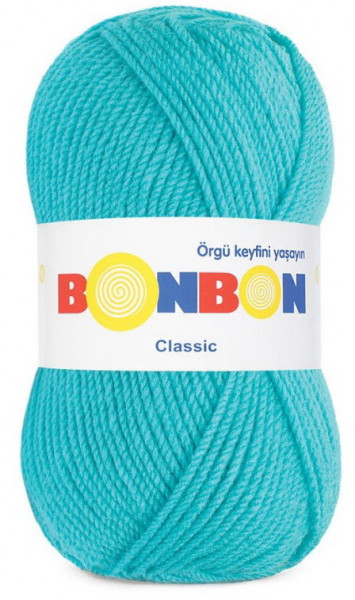 Fir de tricotat sau crosetat - Fire tip mohair din acril BONBON CLASIC TURCOAZ 98238