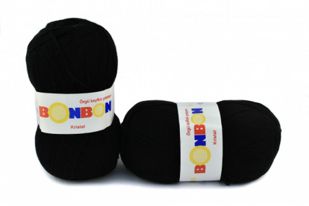 Fir de tricotat sau crosetat - Fire tip mohair din acril BONBON KRISTAL NEGRU 98206 - Img 2