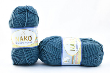 Fir de tricotat sau crosetat - Fire tip mohair din acril Nako Baby MARVEL GRI PETROL 185 - Img 2