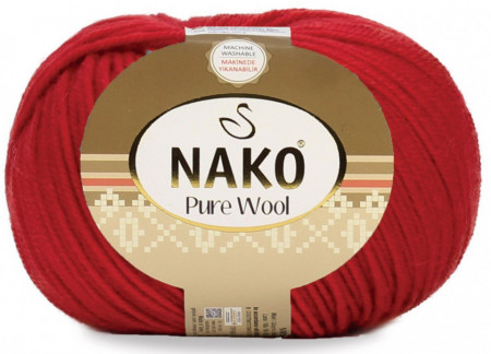 Fir de tricotat sau crosetat - Fire tip mohair din lana 100% Nako PURE WOOL ROSU 6814