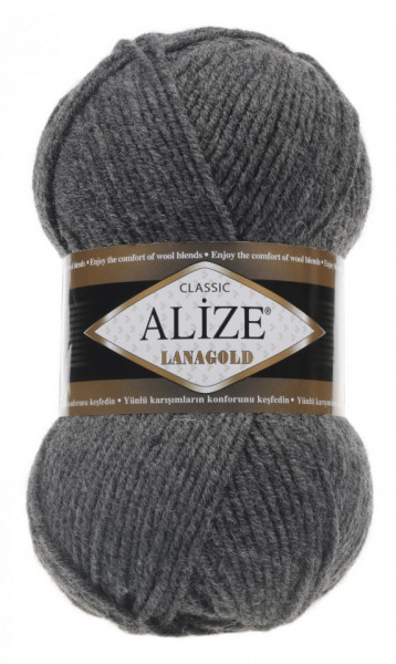 Fir de tricotat sau crosetat - Fire tip mohair din lana 49% si acril 51% Alize Lanagold Gri 182