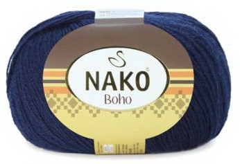 Fir de tricotat sau crosetat - Fire tip mohair din lana si polyamida Nako BOHO ALBASTRU 2418