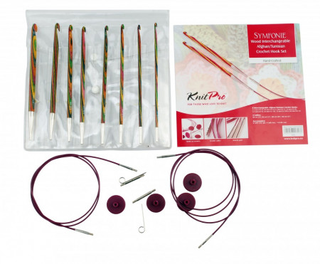 KnitPro SYMFONIE WOOD - set crosete un singur capat tip TUNISIAN