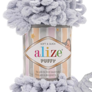 Fir de tricotat - Fire tip mohair din acril ALIZE PUFFY GRI 416