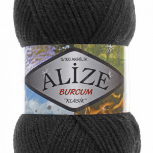 Fir de tricotat sau crosetat - Fir ACRILIC ALIZE BURCUM KLASIK NEGRU 60