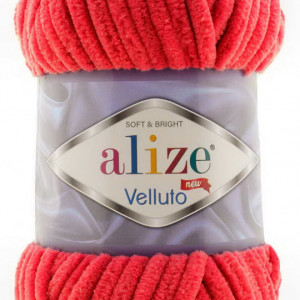 Fir de tricotat sau crosetat - Fire tip mohair din acril ALIZE VELLUTO ROSU 56 - Img 2