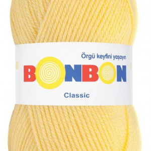 Fir de tricotat sau crosetat - Fire tip mohair din acril BONBON CLASIC GALBEN 98210
