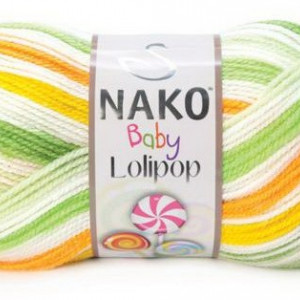 Fir de tricotat sau crosetat - Fire tip mohair din acril degrade Nako Lolipop verde 80437