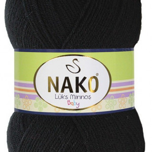 Fir de tricotat sau crosetat - Fire tip mohair din acril NAKO LUKS MINNOS NEGRU 217