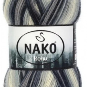 Fir de tricotat sau crosetat - Fire tip mohair din lana si polyamida Nako BOHO mix 82449