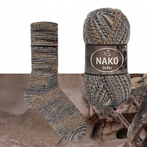 Fir de tricotat sau crosetat - Fire tip mohair din lana si polyamida Nako BOHO mix 87728