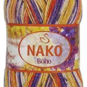Fir de tricotat sau crosetat - Fire tip mohair din lana si polyamida Nako BOHO mix 32842