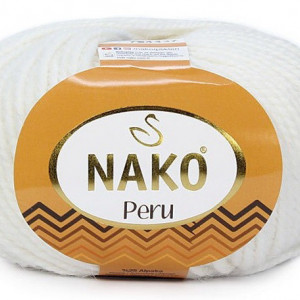 Fir de tricotat sau crosetat - Fire din amestec alpaca, lana si acril Nako Peru - ALB COD 208