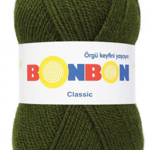 Fir de tricotat sau crosetat - Fire tip mohair din acril BONBON CLASIC KAKI COD 98686