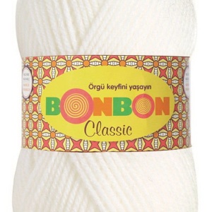 Fir de tricotat sau crosetat - Fire tip mohair din acril BONBON CLASIC ALB 98200