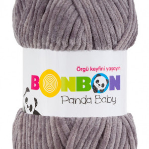 Fir de tricotat sau crosetat - Fire tip mohair din acril NAKO BONBON PANDA BABY GRI 3095