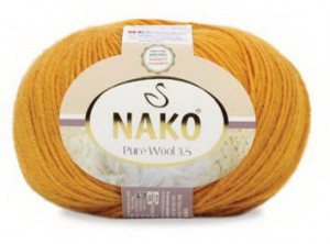 Fir de tricotat sau crosetat - Fire tip mohair din lana 100% Nako PURE WOOL 3,5 GALBEN 10429