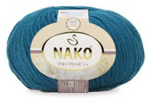 Fir de tricotat sau crosetat - Fire tip mohair din lana 100% Nako PURE WOOL 3.5 PETROL 5400