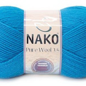 Fir de tricotat sau crosetat - Fire tip mohair din lana 100% Nako PURE WOOL 3,5 ALBASTRU 2815