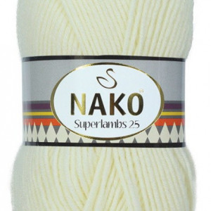 Fir de tricotat sau crosetat - Fire tip mohair din lana 25% si acril 75% Nako Superlambs 25 CREAM 2378