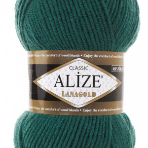 Fir de tricotat sau crosetat - Fire tip mohair din lana 49% si acril 51% Alize Lanagold Verde 507 - Img 2