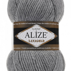 Fir de tricotat sau crosetat - Fire tip mohair din lana 49% si acril 51% Alize Lanagold Gri 21