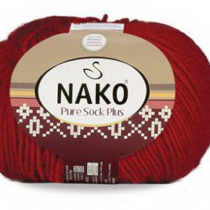 Fir de tricotat sau crosetat - Fire tip mohair din lana si polyamida Nako PURE SOCK PLUS ROSU 298