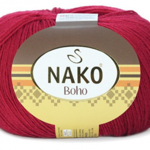 Fir de tricotat sau crosetat - Fire tip mohair din lana si polyamida Nako BOHO ROSU 4267