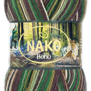 Fir de tricotat sau crosetat - Fire tip mohair din lana si polyamida Nako BOHO mix 82447