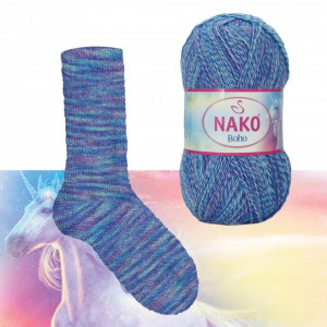 Fir de tricotat sau crosetat - Fire tip mohair din lana si polyamida Nako BOHO mix 87724