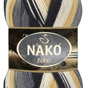 Fir de tricotat sau crosetat - Fire tip mohair din lana si polyamida Nako BOHO mix 82041