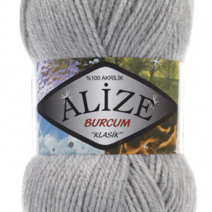 Fir de tricotat sau crosetat - Fir ACRILIC ALIZE BURCUM KLASIK GRI 21 - Img 2