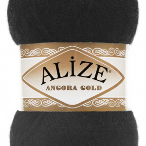 Fir de tricotat sau crosetat - Fire tip mohair din acril Alize Angora Gold NEGRU 60
