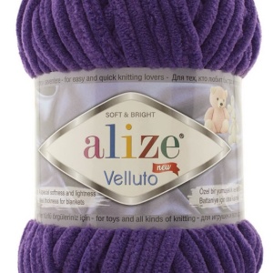Fir de tricotat sau crosetat - Fire tip mohair din acril ALIZE VELLUTO MOV 74