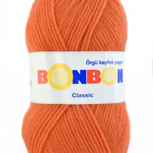 Fir de tricotat sau crosetat - Fire tip mohair din acril BONBON CLASIC PORTOCALIU 98323