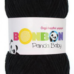 Fir de tricotat sau crosetat - Fire tip mohair din acril NAKO BONBON PANDA BABY NEGRU 3087