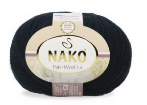 Fir de tricotat sau crosetat - Fire tip mohair din lana 100% Nako PURE WOOL 3.5 NEGRU 217
