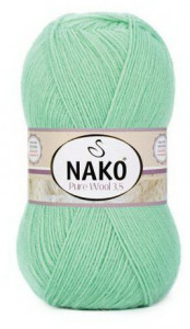 Fir de tricotat sau crosetat - Fire tip mohair din lana 100% Nako PURE WOOL 3,5 VERDE 10001