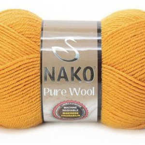 Fir de tricotat sau crosetat - Fire tip mohair din lana 100% Nako PURE WOOL GALBEN 10429