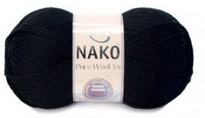 Fir de tricotat sau crosetat - Fire tip mohair din lana 100% Nako PURE WOOL 3,5 Negru 217