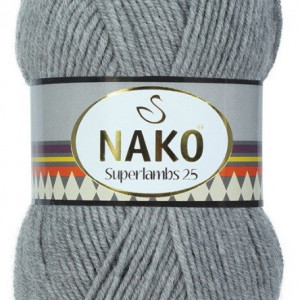 Fir de tricotat sau crosetat - Fire tip mohair din lana 25% si acril 75% Nako Superlambs 25 GRI 2264