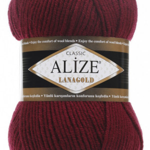 Fir de tricotat sau crosetat - Fire tip mohair din lana 49% si acril 51% Alize Lanagold Grena 57