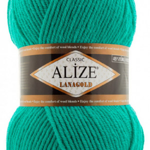 Fir de tricotat sau crosetat - Fire tip mohair din lana 49% si acril 51% Alize Lanagold Turquaz 477